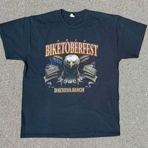 Y2K 2012 Daytona Beach Biker Eagle Print T-Shirt Size (L)
